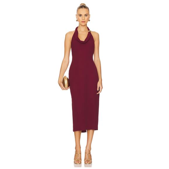 ASTR the Label Alanna Metal Buckle Detail Halter Neck Dress Size Medium - Picture 14 of 14